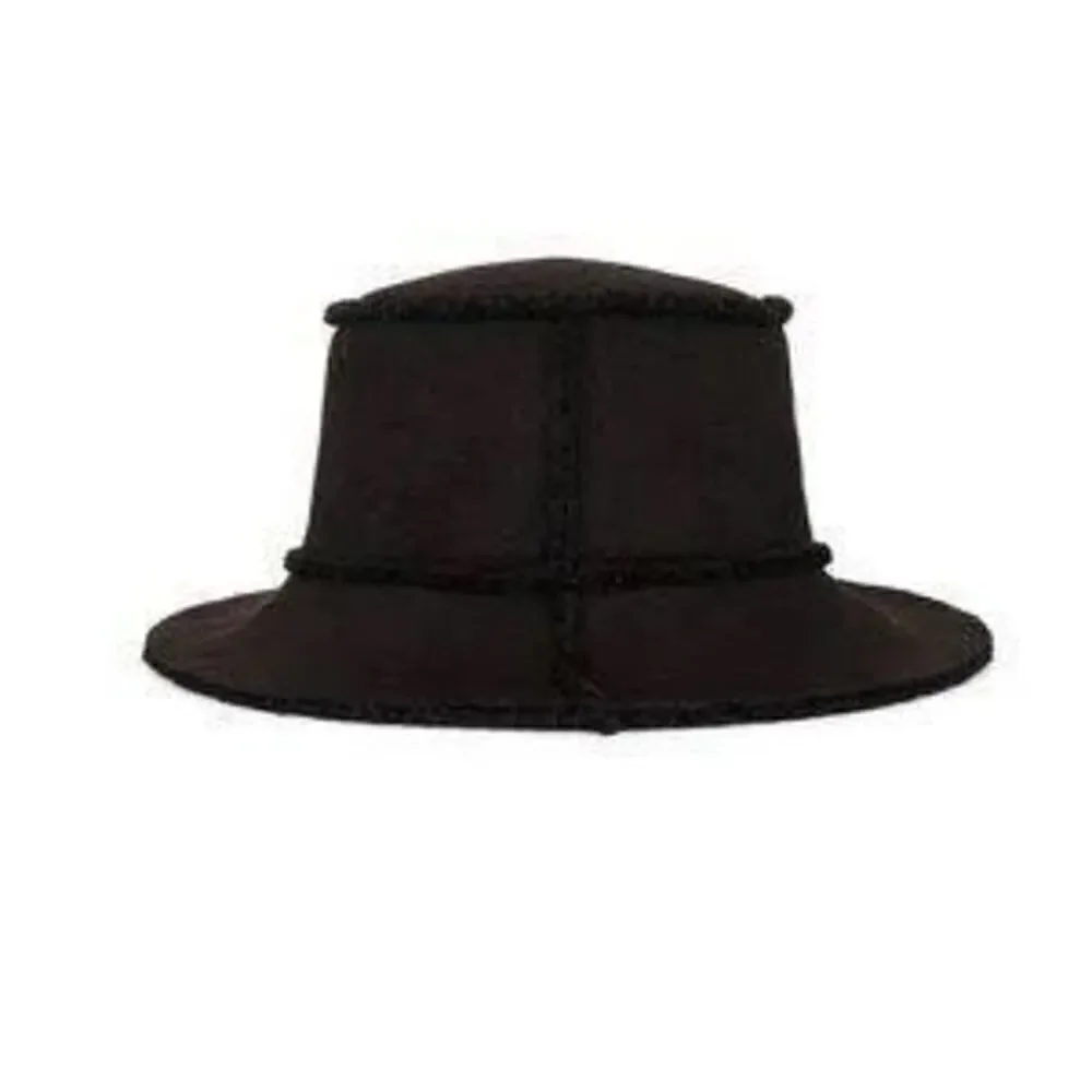 HatAttack Reversible Faux Shearling Bucket Hat - Black NEW NWT